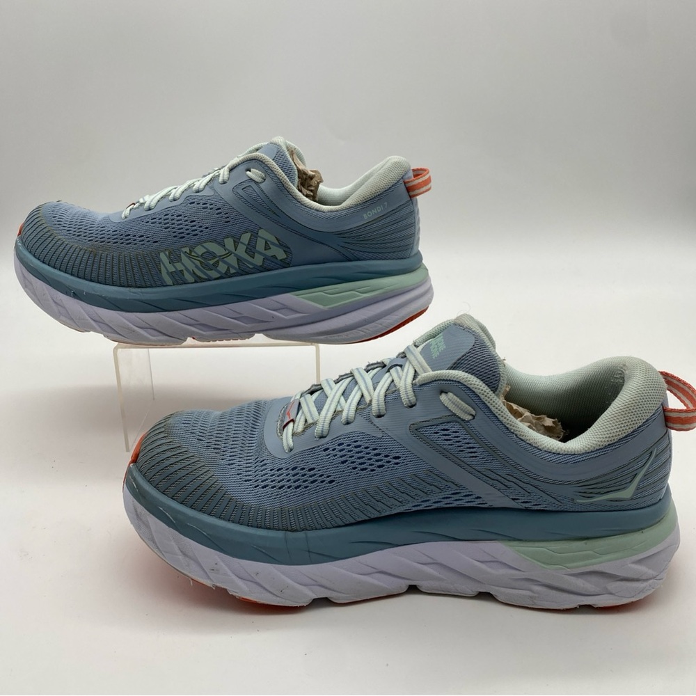 Hoka One One Womens Size 7.5 Bondi 7 Blue Running Shoes 1110519 BFBG - Picture 2 of 8